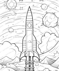 Spacecraft Grayscale Coloring Pages