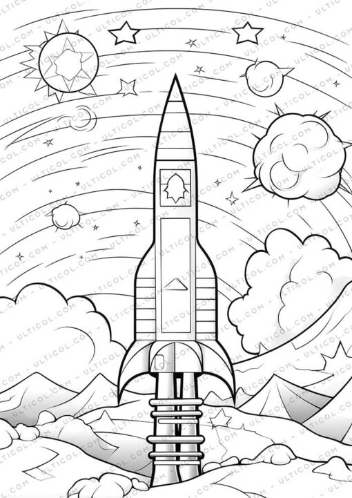 Spacecraft Grayscale Coloring Pages