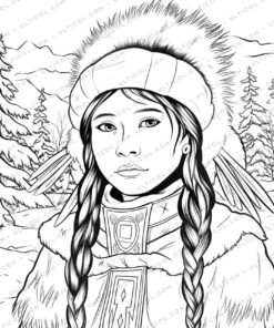 Native American Grayscale Coloring Pages
