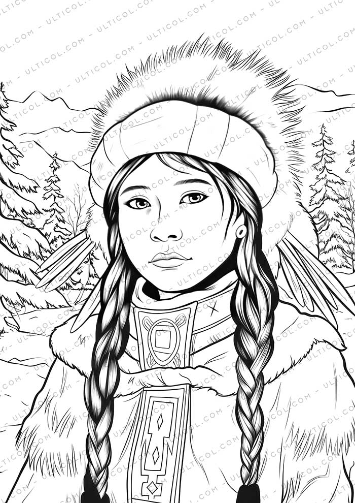 Native American Grayscale Coloring Pages