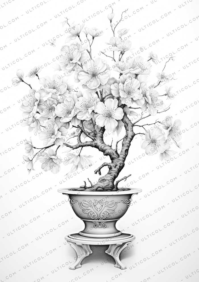 Beautiful Flowers Grayscale Coloring Pages