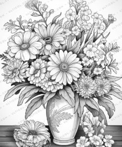 Beautiful Flowers Grayscale Coloring Pages