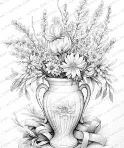 Beautiful Flowers Grayscale Coloring Pages