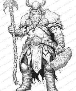 Viking Coloring Page Book, Adults + Kids - Instant Download Grayscale Coloring Page