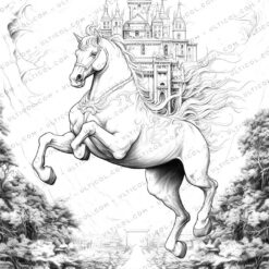 Unicorn Grayscale Coloring Pages