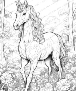 Unicorn Grayscale Coloring Pages