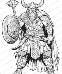 Viking Coloring Page Book, Adults + Kids - Instant Download Grayscale Coloring Page