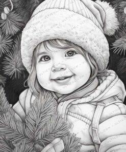 Baby Winter Grayscale Coloring Pages
