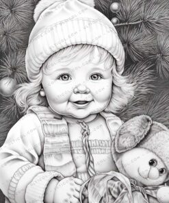 Baby Winter Grayscale Coloring Pages