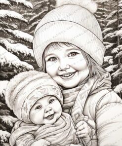 Winter Baby Grayscale Coloring Pages