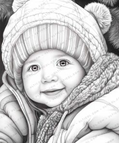 Winter Baby Grayscale Coloring Pages