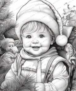 Winter Baby Grayscale Coloring Pages