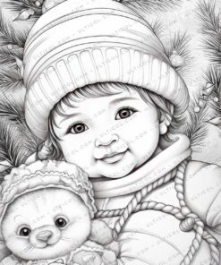 Winter Baby Grayscale Coloring Pages