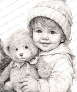 Winter Baby Grayscale Coloring Pages