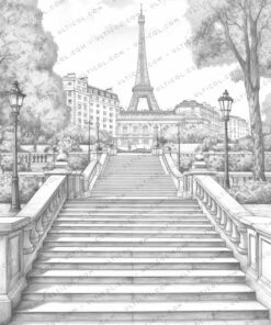 Architecture Grayscale Coloring Pages