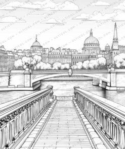 Architecture Grayscale Coloring Pages