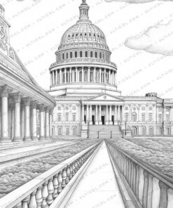 Architecture Grayscale Coloring Pages