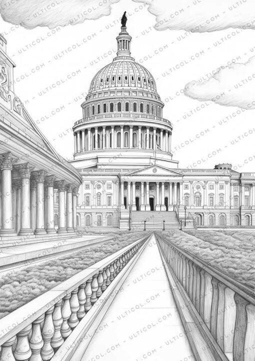 Architecture Grayscale Coloring Pages