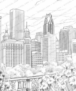 Beautiful Architecture Grayscale Coloring Pages
