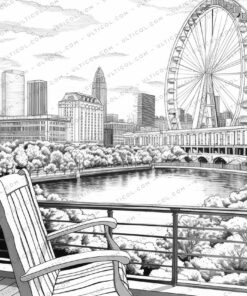 Beautiful Architecture Grayscale Coloring Pages