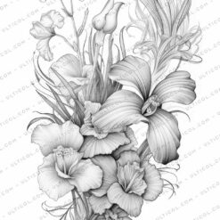 Flower Vase Bouquets Grayscale Coloring Pages