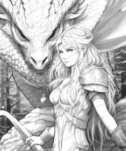 Fairy Queen Grayscale Coloring Pages - Instant Download