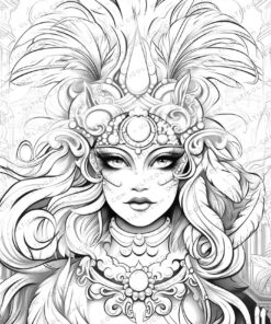 Mysterious Girl Grayscale Coloring Pages