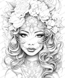 Mysterious Girl Grayscale Coloring Pages