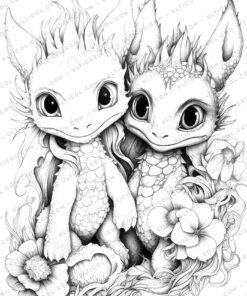 Dragon Fantasy Coloring Page Book, Adults + kids