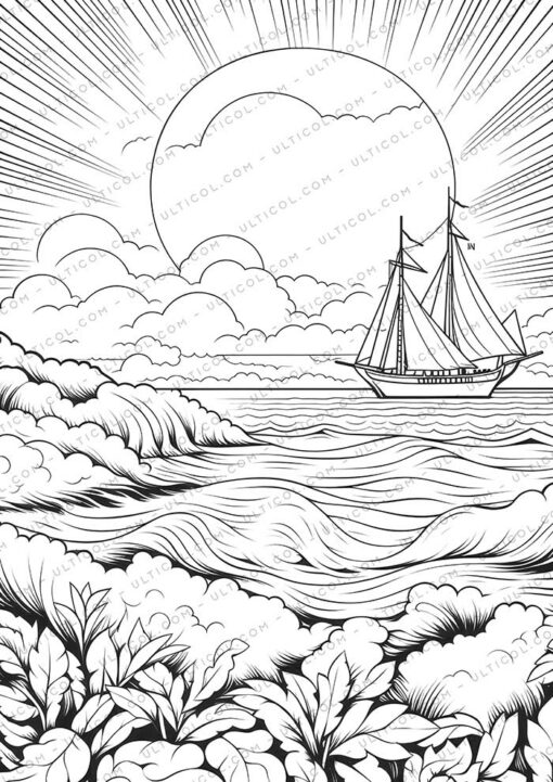 Natural Landscape Grayscale Coloring Pages