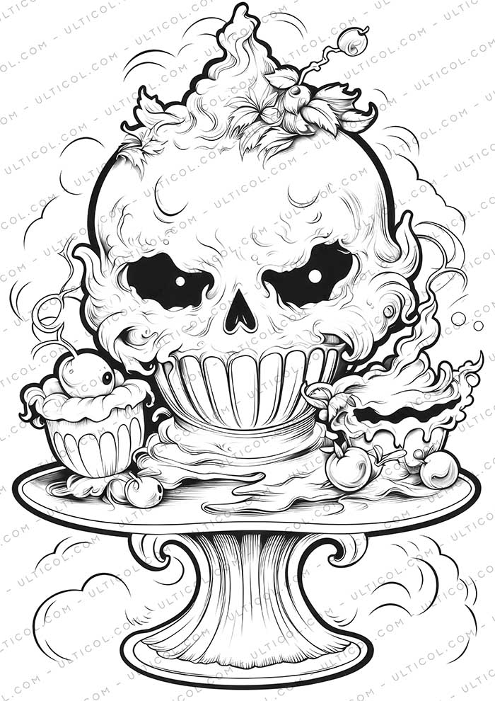 Cute Ice Cream Grayscale Coloring Pages