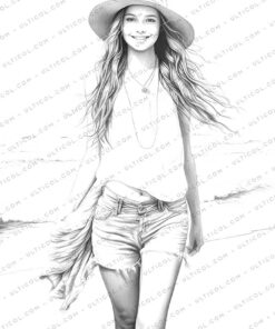 Summer Fashion Grayscale Coloring Pages