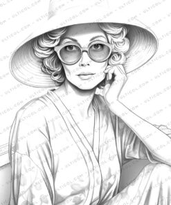 Summer Fashion Grayscale Coloring Pages