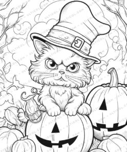 Chef Cat Grayscale Coloring Pages