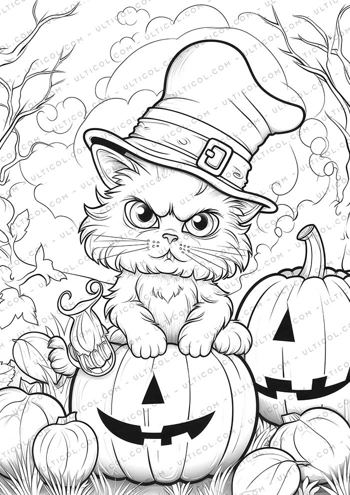 Chef Cat Grayscale Coloring Pages