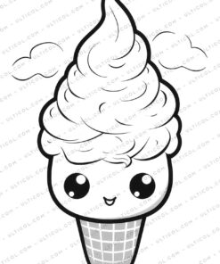 Cute Ice Cream Grayscale Coloring Pages