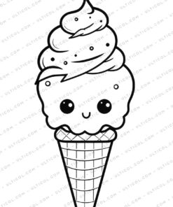 Cute Ice Cream Grayscale Coloring Pages