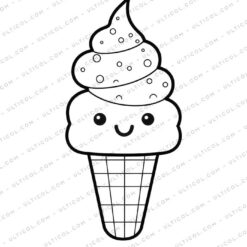 Cute Ice Cream Grayscale Coloring Pages