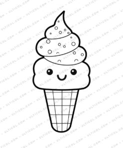 Cute Ice Cream Grayscale Coloring Pages
