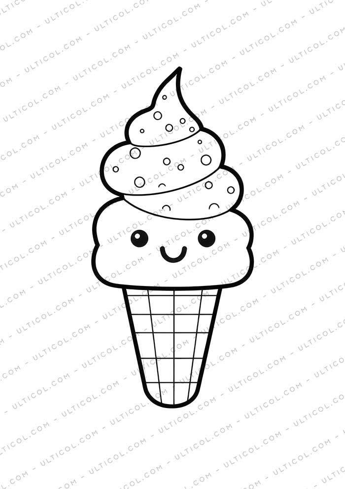 Cute Ice Cream Grayscale Coloring Pages