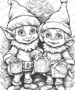 Christmas Elves Coloring Pages