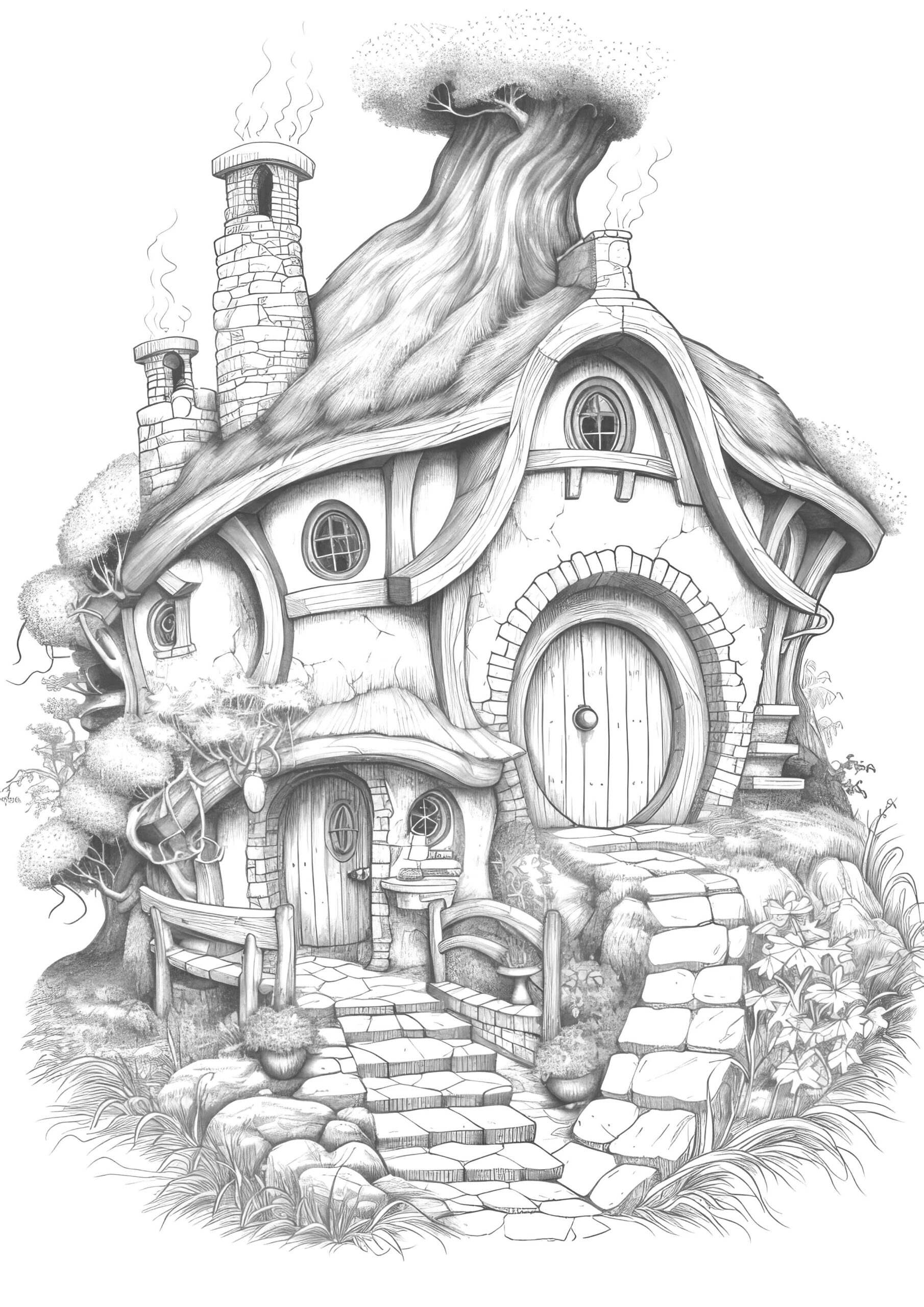 Hobbit Houses Coloring