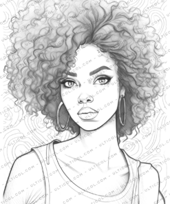 Black Girls, Light Grayscale Coloring Book