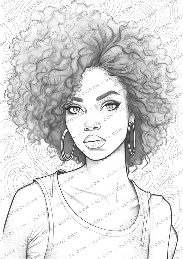 Black Girls, Light Grayscale Coloring Book