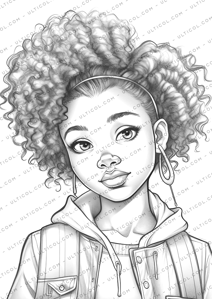 Black Girls, Light Grayscale Coloring Book