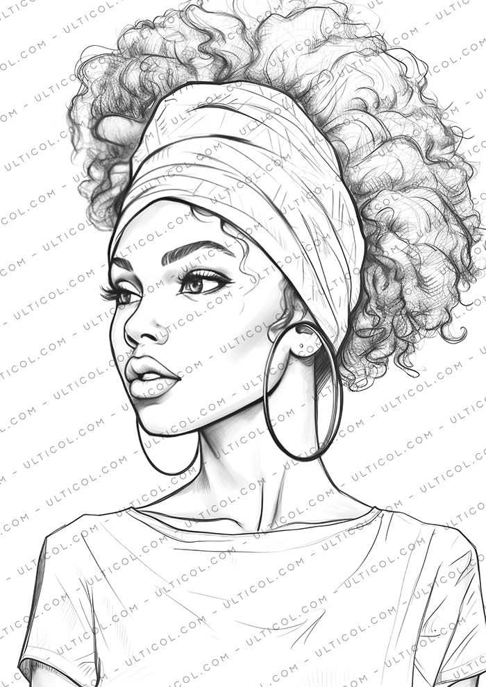 Black Girls, Light Grayscale Coloring Book