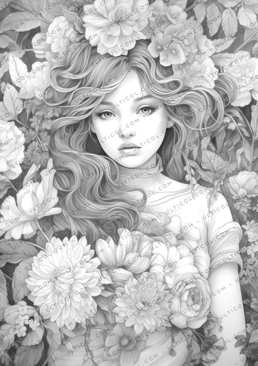 Flower Girl Coloring Book