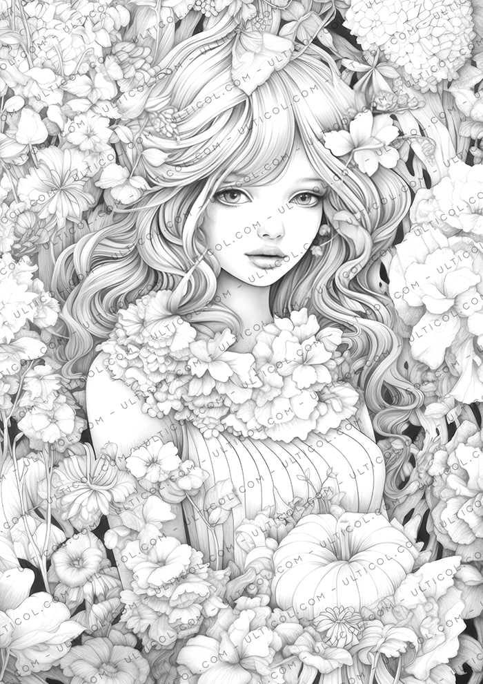 Flower Girl Coloring Book