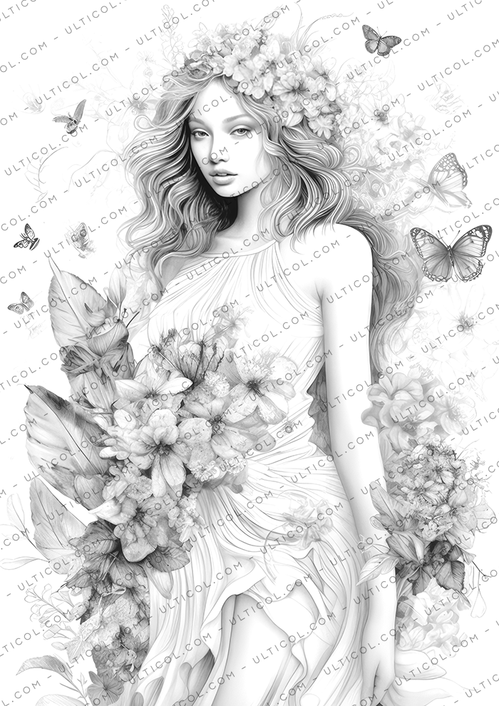 Flower Girl Coloring Book