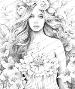 Flower Girl Coloring Book